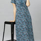 Sukanya Women's Blue, Green & Red, Floral Printed Poly Cotton Lounge Wear Gown - Regular Fit, V-neck, Half Sleeves