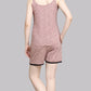 Sukanya  Women's Printed Cotton Lycra Bermuda Set | Regular Fit Loungewear | Ideal for Women | Lounge Wear Nightdress Bermuda Set Sleepwear | Mauve Printed Half Sleeves Round Neck