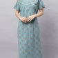 Sukanya Comfortable Women's Full Length Cotton Blend Half Sleeves Nighty, Soft and Elegant Print Sleepwear