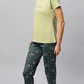 Sukanya Women's Printed Top & Pyjama Set, Regular Fit, Ideal For Lounge Wear, Pista, Sinker Fabric, Half Sleeve, Round Neck