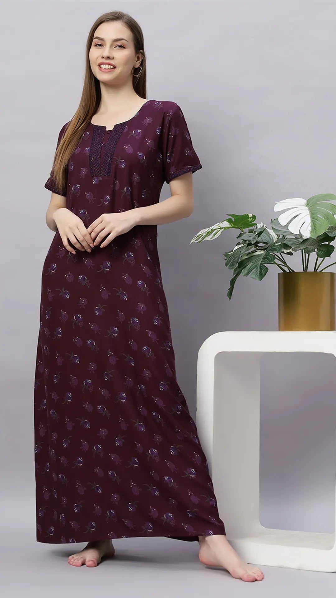 Sukanya Floral Printed Maxi Gown | Women's Stylish Lounge Wear