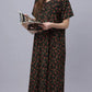 Sukanya Comfortable Women's Full Length Cotton Blend Half Sleeves Nighty, Red, Black & Blue, Soft and Elegant Print Sleepwear