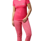Sukanya Women's Printed Lounge wear Top & Capri Set - Pink, Sinker Fabric, Regular Fit, Ideal For Women's, Lounge Wear, Half Sleeve, Round Neck