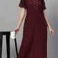 Suaknya Women's Floral Print Lounge Wear Gown  Polly Cotton, Regular Fit, Half Sleeves, V Neck