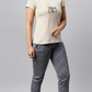 Sukanya Women's Printed Lounge Wear Top & Pyjama Set - Grey, Sinker Fabric, Regular Fit, Ideal For Women's, Lounge Wear, Half Sleeve, Round Neck