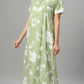 Sukanya Women's Floral Print Lounge Wear Gown -  Poly Cotton, Regular Fit, Half Sleeves, Round Neck, Light Purple, Light Green & Sky Blue