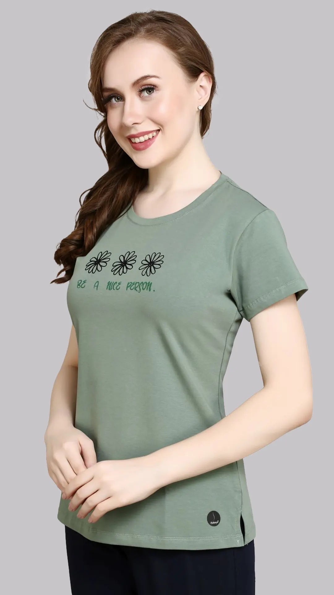 Lunica Women's  Lounge Wear  Seprate Top  - Green , Cotton Lycra, Regular Fit, Ideal For Women's, Lounge Wear, Half Sleeve, Round Neck