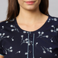 Sukanya Women's Printed Lounge Wear Gown - Black, Regular Fit, Ideal For Women's, Sinker Fabric, Half Sleeves, Round Neck