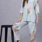 Sukanya Comfortable Women's Cotton Blend Half Sleeves Night Suit, Sky Blue, Soft and Elegant Print Sleepwear