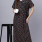 Sukanya Comfortable Women's Full Length Cotton Blend Half Sleeves Nighty, Red, Black & Blue, Soft and Elegant Print Sleepwear