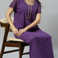Sukanya Women's Embroidered Poly Cotton Lounge Wear Gown -  Regular Fit, Ideal For Women's, Lounge Wear, Half Sleeves, Round Neck