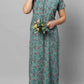 Sukanya Women's Blue Formal Lounge Wear Dress - Poly Cotton, Long, Half Sleeves