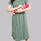 Sukanya Women's Cotton  Calf Length Maternity Nighty / Green Printed Half Sleeves Round Neck