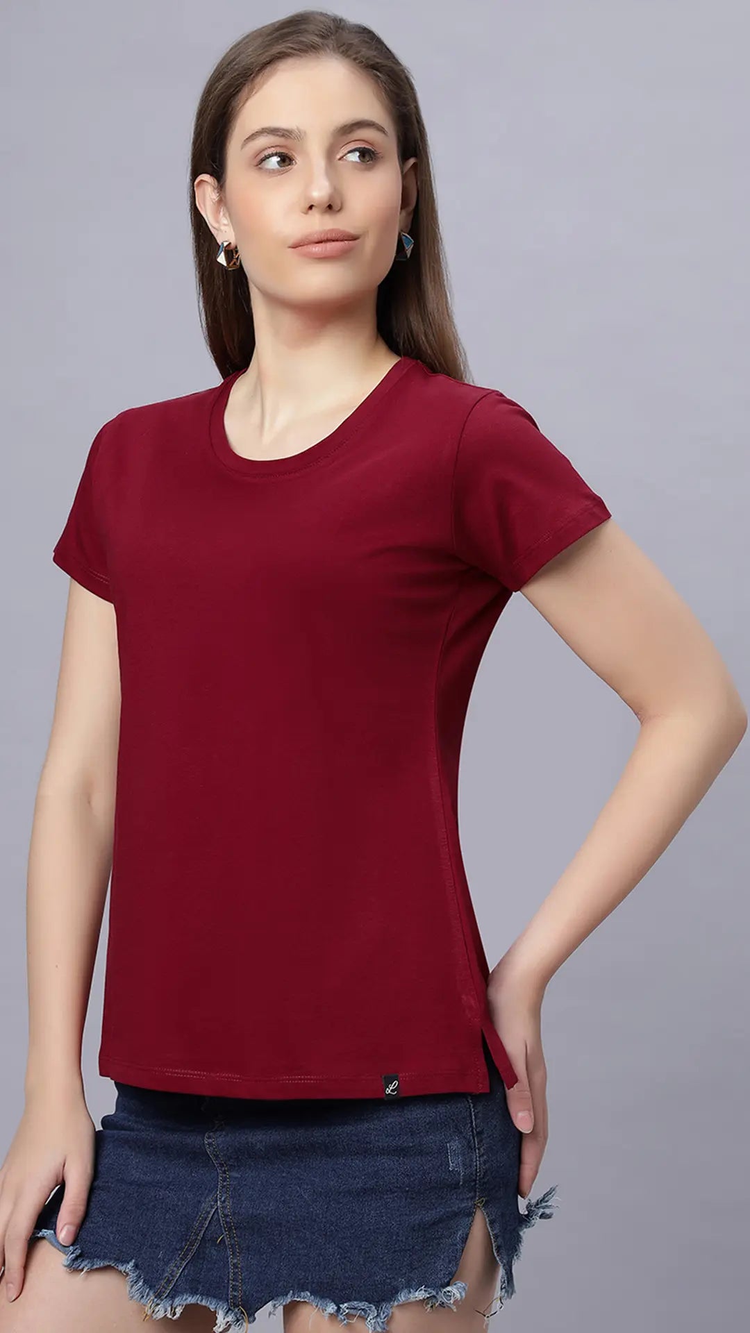 Lunica Women's  Lounge Wear  Seprate Top  - Maroon , Sinker Fabric, Regular Fit, Ideal For Women's, Lounge Wear, Half Sleeve, Round Neck