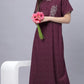 Sukanya Comfortable Women's Full Length Cotton Blend Half Sleeves Nighty, Black, Blue & Maroon, Soft and Elegant Print Sleepwear