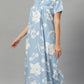 Sukanya Women's Floral Print Lounge Wear Gown -  Poly Cotton, Regular Fit, Half Sleeves, Round Neck, Light Purple, Light Green & Sky Blue