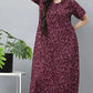 Sukanya Women's Black Cotton Blend Printed Nighty - Half Sleeves, Round Neck, Long