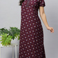 Sukanya Women's Floral Lounge Wear Gown - Regular Fit, Ideal for Women's, Lounge Wear,  Viscose Rayon, Floral, Half Sleeves, Round, Wine, Green & Mustard