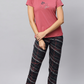 Sukanya Women's Lounge Wear Top & Pyjama Set - Dark Pink, Printed, Sinker Fabric, Regular Fit, Half Sleeve, Round Neck