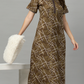 Sukanya Women's Printed Lounge Wear Gown -  Regular Fit, Ideal For: Women's, Occasion Type: Lounge Wear, Fabric Type: Viscose Polyster, Sleeve Type: Half Sleeves, Color: Mustard, Collar: V neck