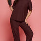 Lunica Women's Printed Sinker Nightsuit Set , Regular Fit Loungewear , Ideal for Women , Lounge Wear Nightdress Pyjama Set Sleepwear , Mauve Printed Half Sleeves Round Neck