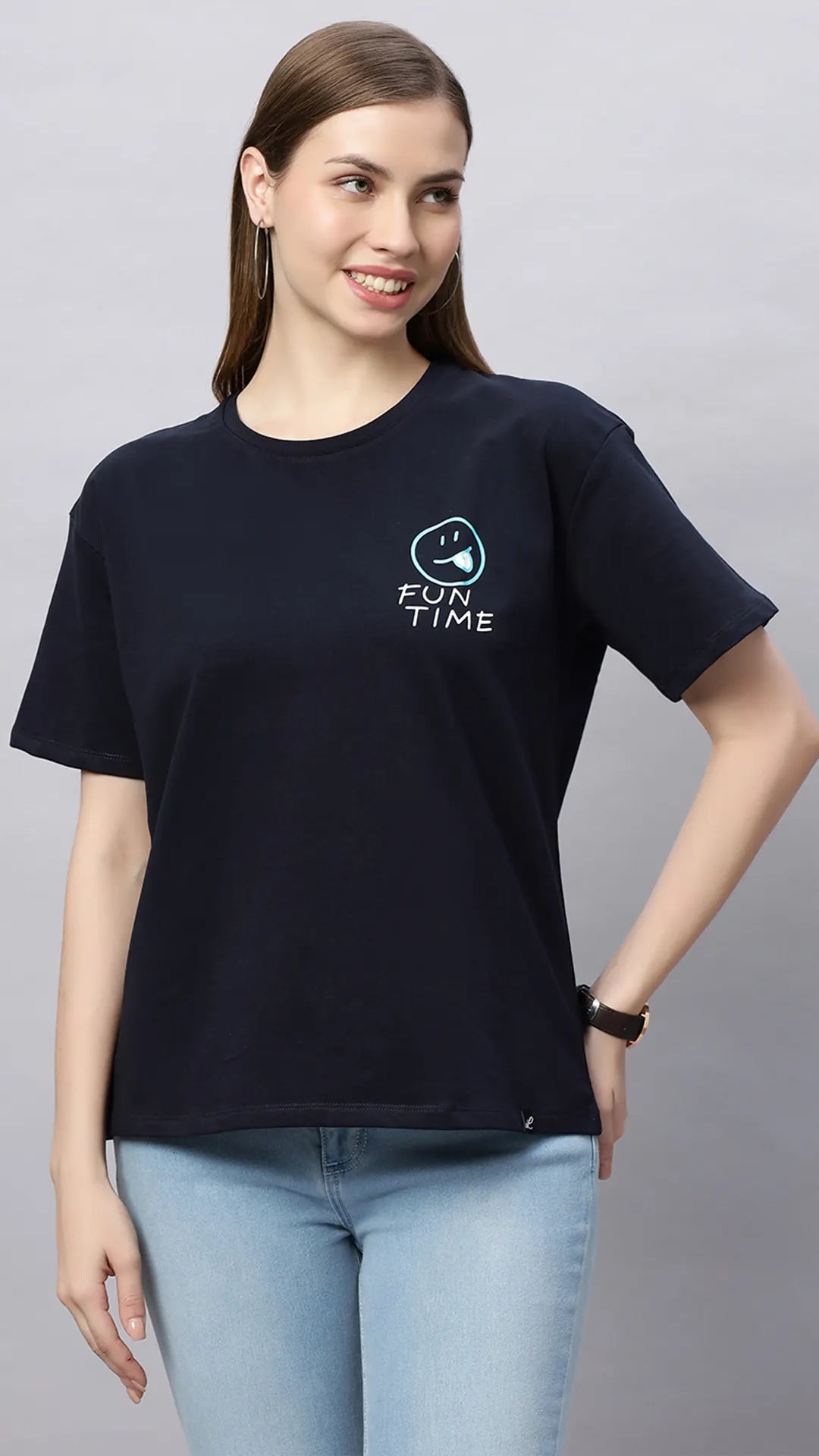 Lunica Women's  Lounge Wear  Seprate Top  - Navy , Looper Lycra, Regular Fit, Ideal For Women's, Lounge Wear, Half Sleeve, Round Neck