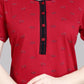 Sukanya  Women's Printed Sinker Nightsuit Set | Full Nighty Lounge Wear Nightdress Pyjama Set Sleepwear | Red Printed Half Sleeves Round Neck