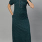 Suaknya Women's Floral Print Lounge Wear Gown  Polly Cotton, Regular Fit, Half Sleeves, V Neck