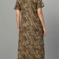 Sukanya Women's Printed Lounge Wear Gown -  Regular Fit, Ideal For: Women's, Occasion Type: Lounge Wear, Fabric Type: Viscose Polyster, Sleeve Type: Half Sleeves, Color: Mustard, Collar: V neck