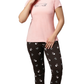 Sukanya Women's Printed Lounge Wear Top & Pyjama Set - Pink, Regular Fit, Ideal for Women's, Lounge Wear, Sinker Fabric, Half Sleeve, Round Neck