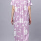 Sukanya Comfortable Women's Full Length Cotton Blend Half Sleeves Nighty, Khakhi, Green & Purple Soft and Elegant Print Sleepwear