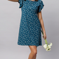 Sukanya Women's Printed Lounge Wear Gown - Green, Regular Fit, Ideal For Women's, Occasion Type: Lounge Wear,  Sinker, : Half Sleeves, Green,  Round Neck
