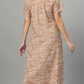 Sukanya Women's Printed Gowns - Poly Cotton, Regular Fit, Lounge Wear, Half Sleeves, V Neck, Green, Rust