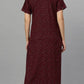 Suaknya Women's Floral Print Lounge Wear Gown  Polly Cotton, Regular Fit, Half Sleeves, V Neck