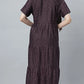 Sukanya Comfortable Women's Full Length Cotton Blend Half Sleeves Nighty, Blue, coffee & Wine, Soft and Elegant Print Sleepwear