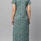 Sukanya Women's Blue Formal Lounge Wear Dress - Poly Cotton, Long, Half Sleeves