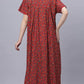 Sukanya Comfortable Women's Full Length Cotton Blend Half Sleeves Nighty, Red, Black & Blue, Soft and Elegant Print Sleepwear