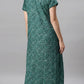 Sukanya Women's Printed Poly Cotton Lounge Wear Gown - Brown, Regular Fit, Ideal For: Women's, Occasion: Lounge Wear, Sleeve Type: Half Sleeves, Collar Type: V-neck