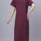 Sukanya Comfortable Women's Full Length Cotton Blend Half Sleeves Nighty, Black, Blue & Maroon, Soft and Elegant Print Sleepwear