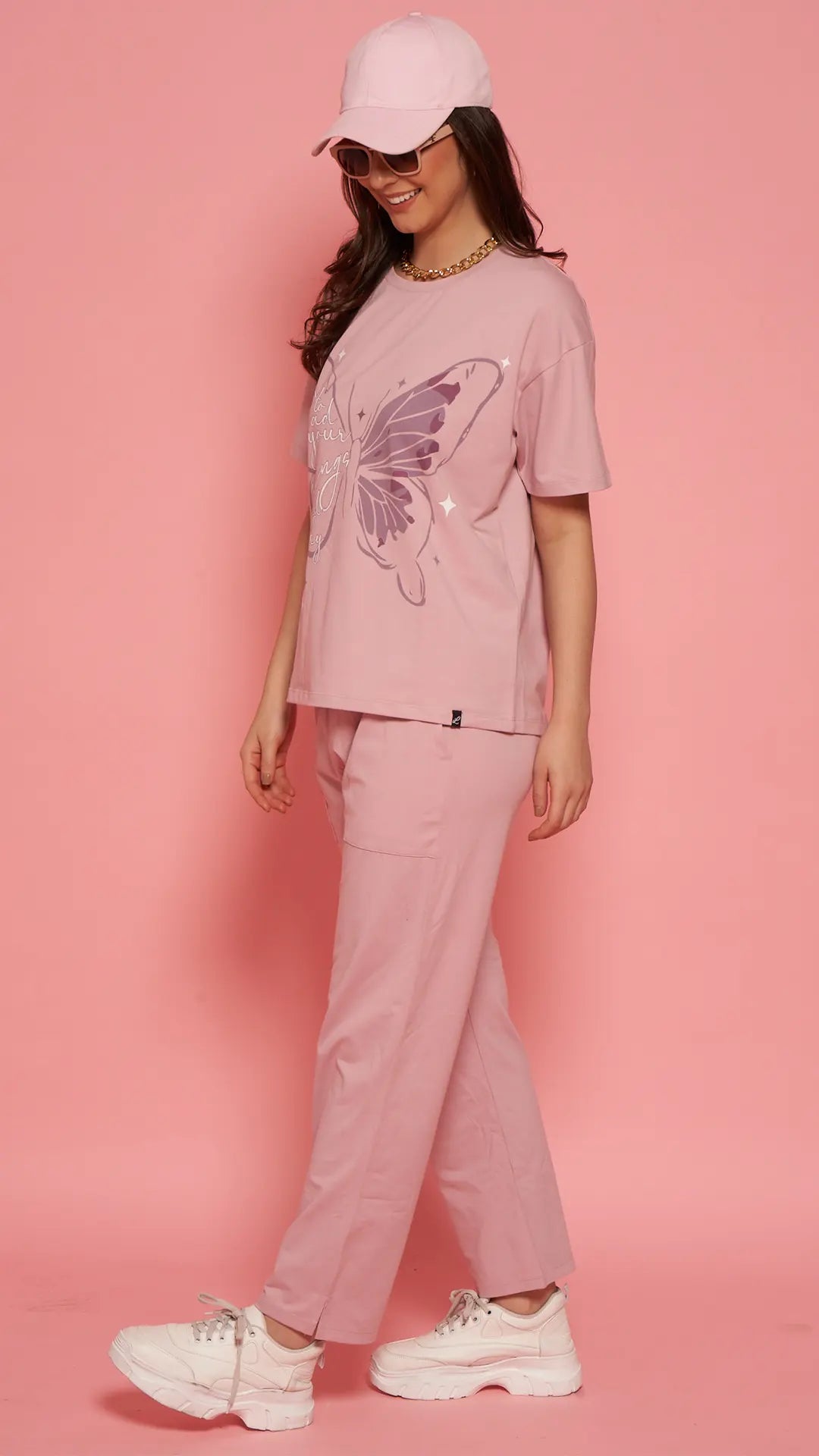 Lunica Women's Printed Sinker Nightsuit Set , Regular Fit Loungewear , Ideal for Women , Lounge Wear Nightdress Pyjama Set Sleepwear , Lilac Printed Half Sleeves Round Neck