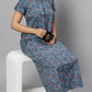 Sukanya Women's Blue Formal Lounge Wear Dress - Poly Cotton, Long, Half Sleeves