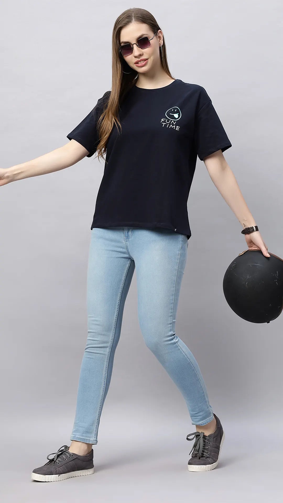 Lunica Women's  Lounge Wear  Seprate Top  - Navy , Looper Lycra, Regular Fit, Ideal For Women's, Lounge Wear, Half Sleeve, Round Neck