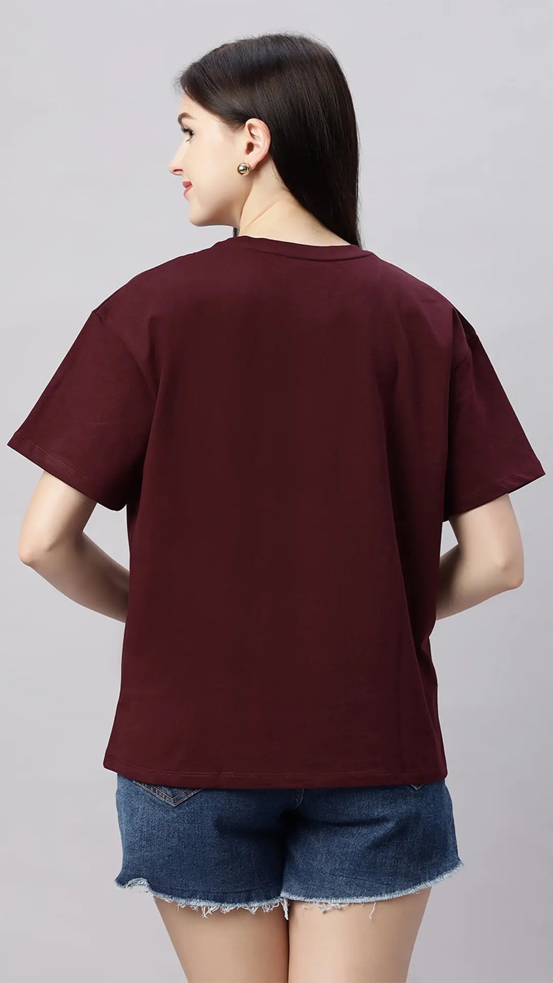 Lunica Women's  Lounge Wear  Seprate Top  - Wine , Looper Lycra, Regular Fit, Ideal For Women's, Lounge Wear, Half Sleeve, Round Neck