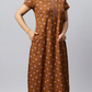 Sukanya Women's Floral Lounge Wear Gown - Regular Fit, Ideal for Women's, Lounge Wear,  Viscose Rayon, Floral, Half Sleeves, Round, Wine, Green & Mustard