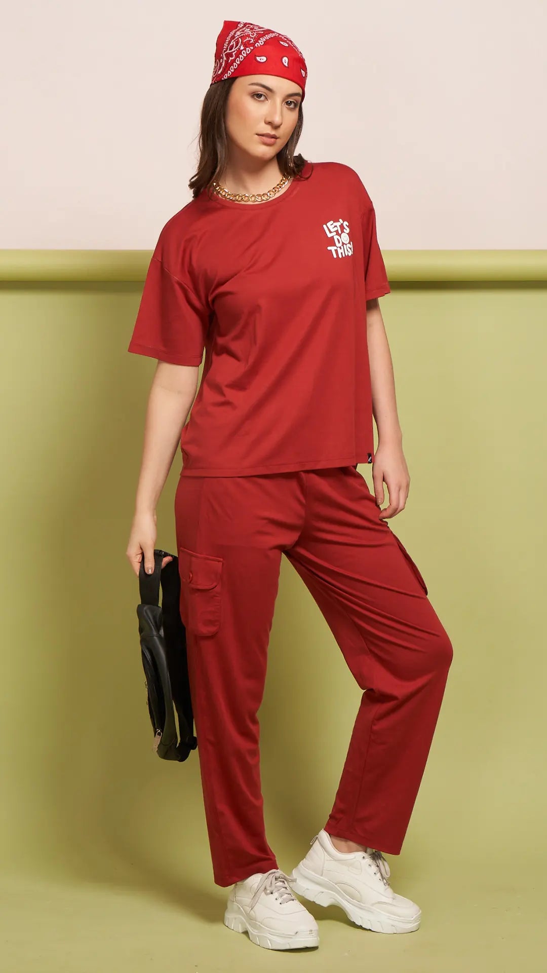 Lunica Women's Printed Sinker Nightsuit Set , Regular Fit Loungewear , Ideal for Women , Lounge Wear Nightdress Pyjama Set Sleepwear , Red Printed Half Sleeves Round Neck