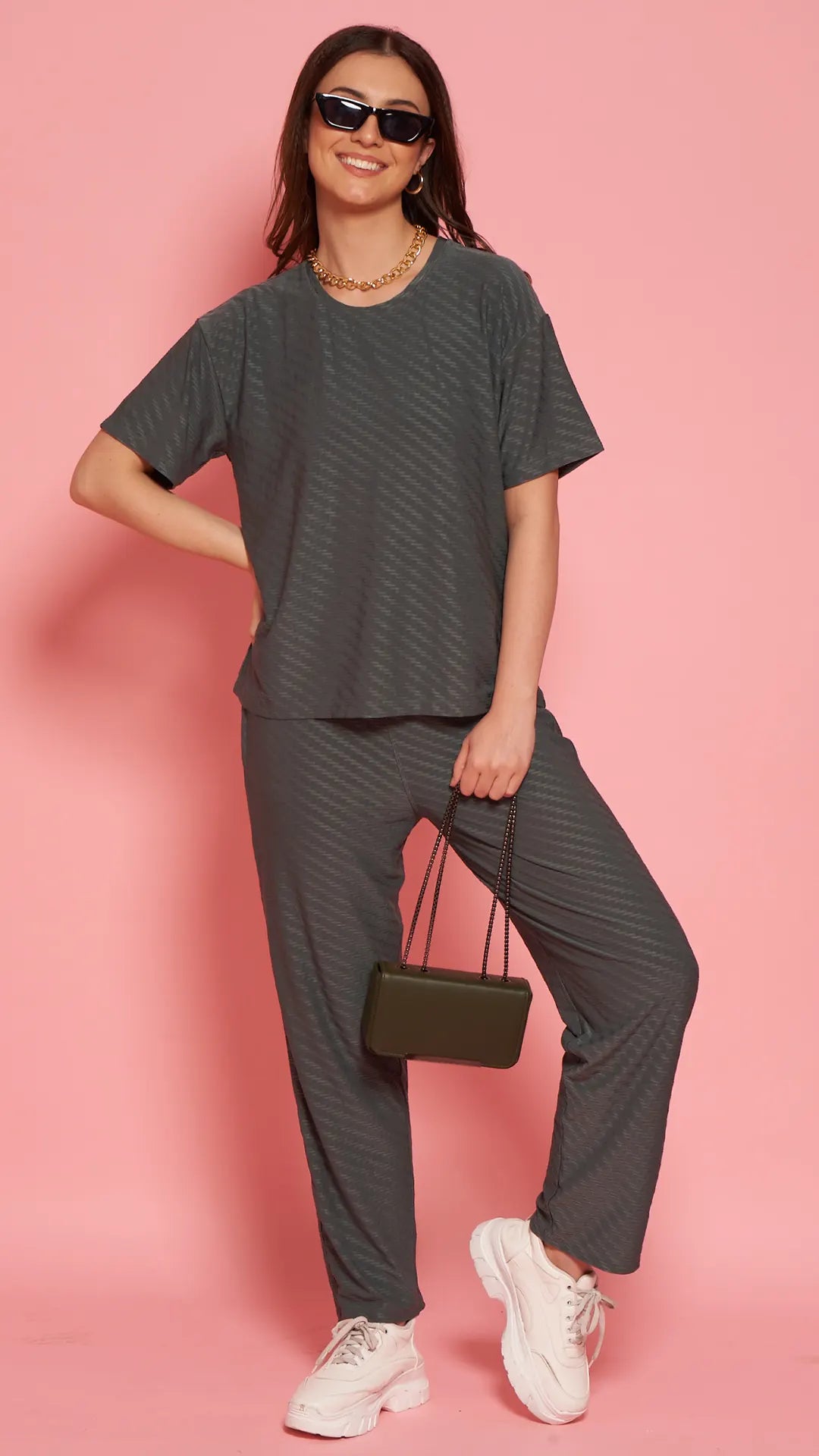 Lunica Women's Printed Sinker Nightsuit Set , Regular Fit Loungewear , Ideal for Women , Lounge Wear Nightdress Pyjama Set Sleepwear , Green Printed Half Sleeves Round Neck