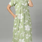 Sukanya Women's Floral Print Lounge Wear Gown -  Poly Cotton, Regular Fit, Half Sleeves, Round Neck, Light Purple, Light Green & Sky Blue