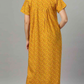 Sukanya Women's Floral Print Lounge Wear Gown - Poly Cotton, Regular Fit, Ideal For Women's, Lounge Wear, Flower Print, Half Sleeves, Round Neck, Blue, Red & Yellow