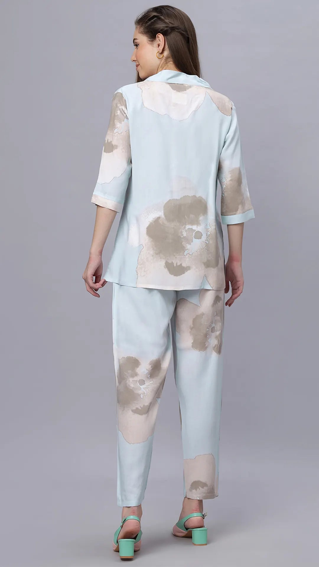 Sukanya Comfortable Women's Cotton Blend Half Sleeves Night Suit, Sky Blue, Soft and Elegant Print Sleepwear