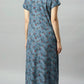 Sukanya Women's Blue, Green & Red, Floral Printed Poly Cotton Lounge Wear Gown - Regular Fit, V-neck, Half Sleeves